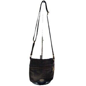 Fossil Genuine Leather Shoulder Bag Purse Black Size 8x8 Vintage Good Condition‎